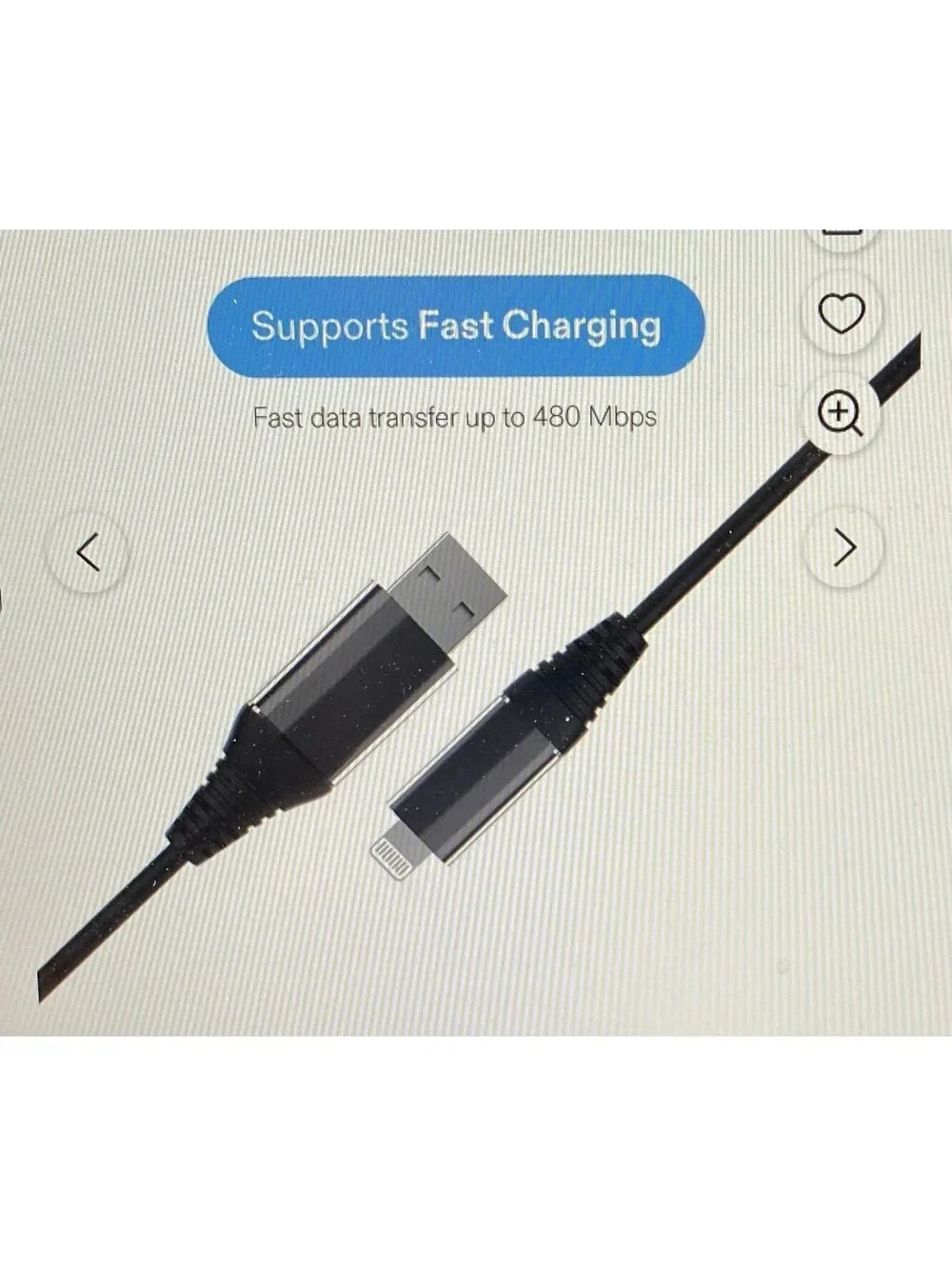 Onn 6ft Lightning to USB Charging Cable Black